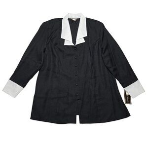 Vintage Intriguing Threads Blazer Womens Plus 3X Black White Jacket Old Money